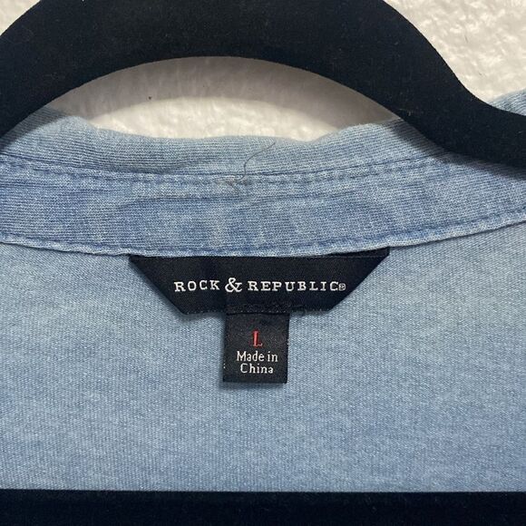 Rock & Republic high low denim top women’s LG ombré blue - Picture 2 of 7